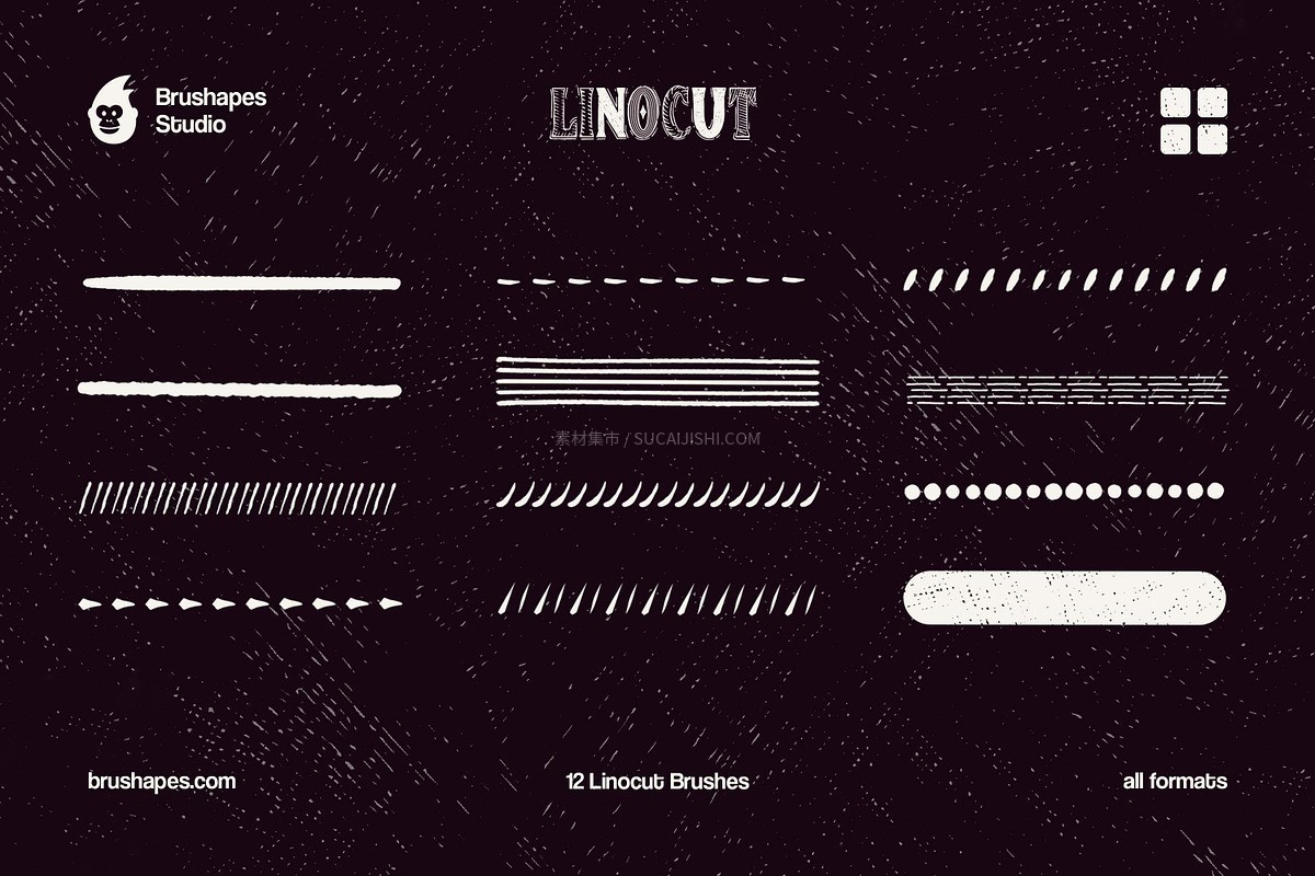 12支木刻刻刀纹理笔刷(Procreate/CSP/Affinity)